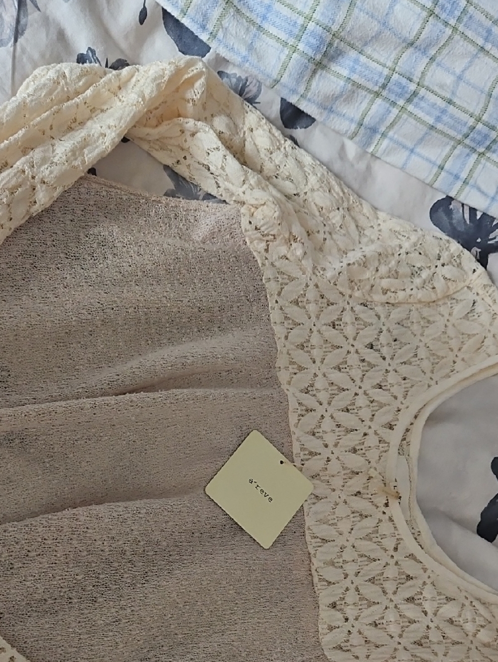 Areve Ivory Lace Knit Top